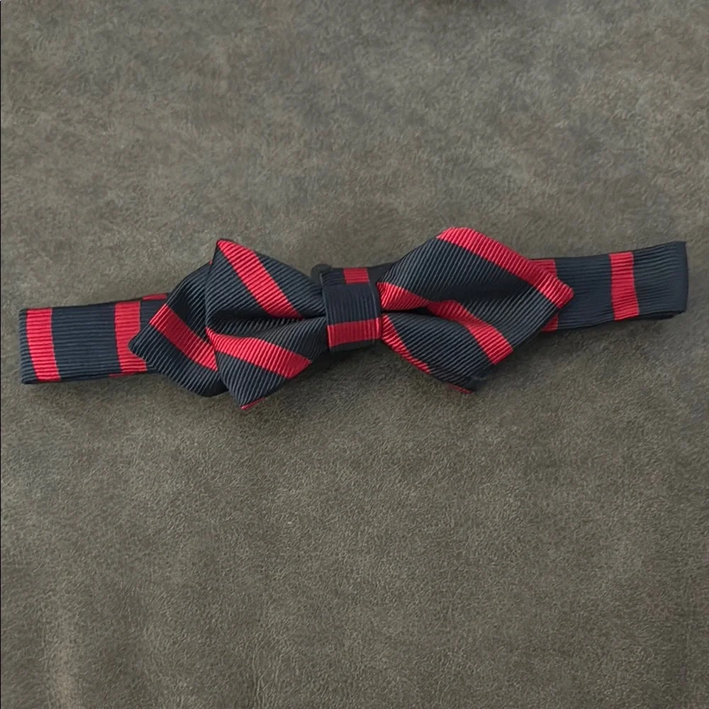 Lands End Youth Red and Navy Striped Bow Tie